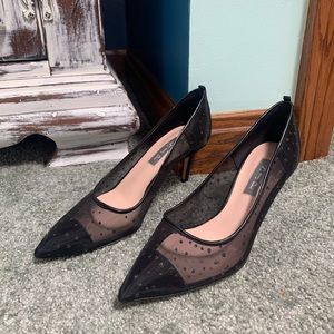 SJP black mesh heels